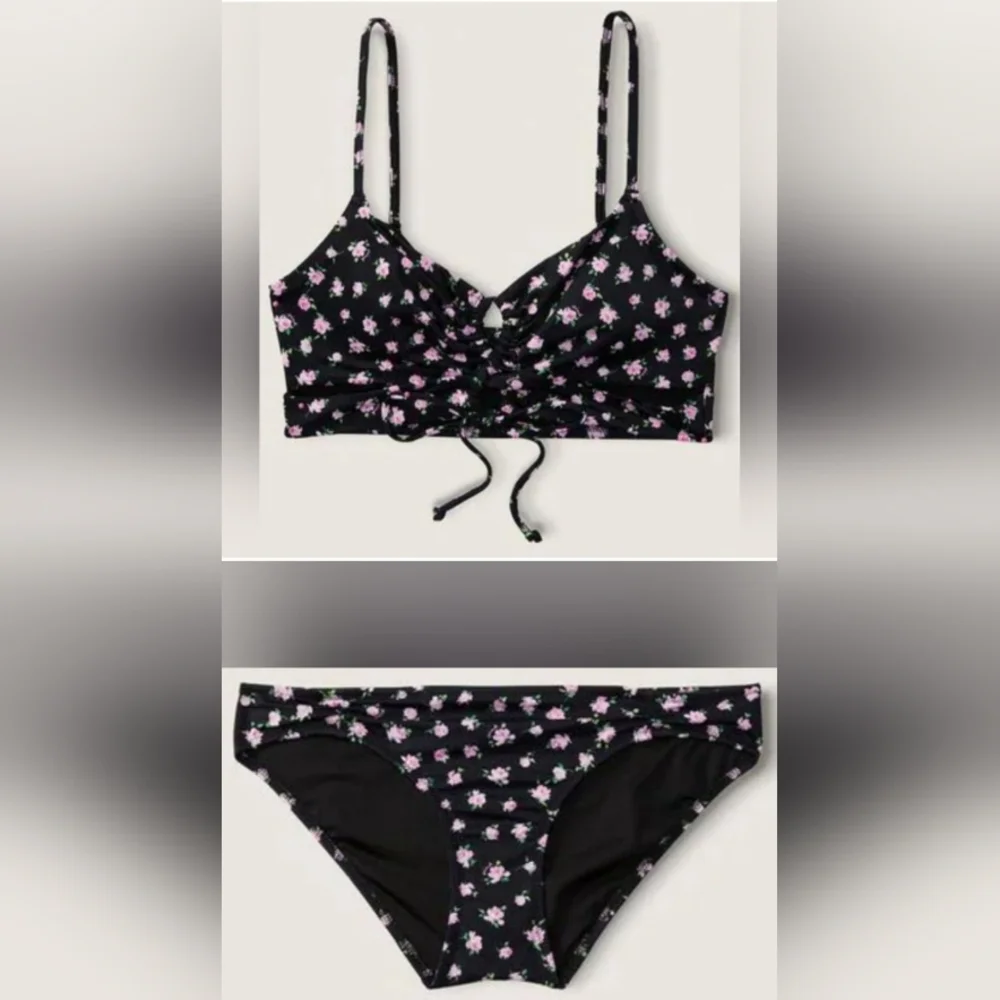 XL PINK Swim Cutout Bikini Top Rushed Front Bikini Set